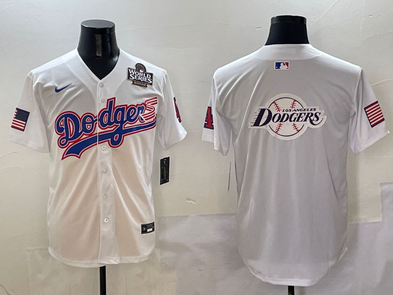 Men Los Angeles Dodgers Blank White national flag second generation joint name Nike 2025 MLB Jersey style 27